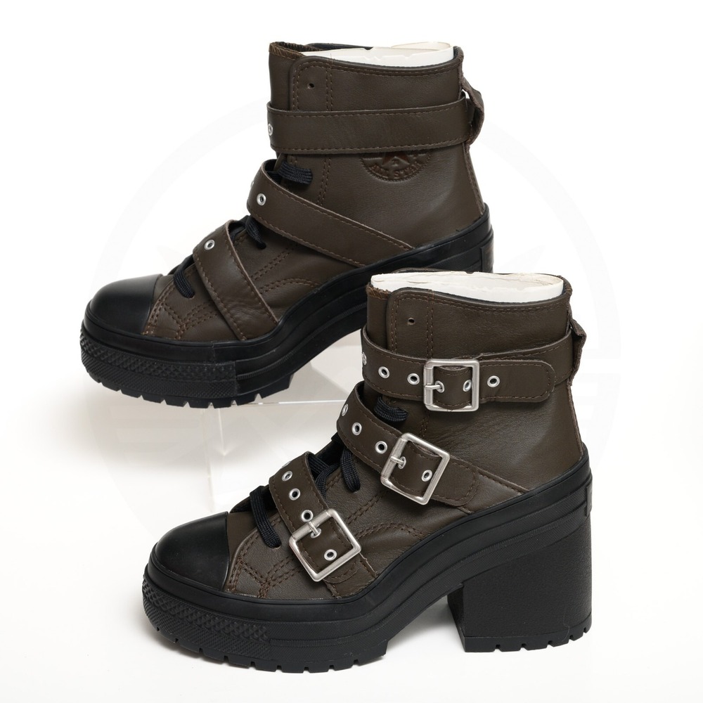 Converse Chuck 70 De Luxe Heel Women's Sz 7 Leather & Buckles Platform Boots NIB - Picture 5 of 14
